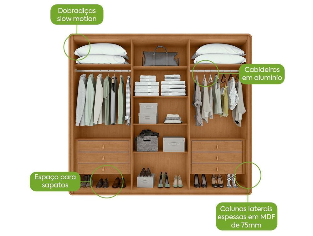 Guarda-roupa 6 Gavetas 6 Portas Móveis Lopas Casal Loop - 4