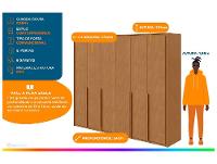 Guarda-roupa 6 Gavetas 6 Portas Móveis Lopas Casal Loop - 2