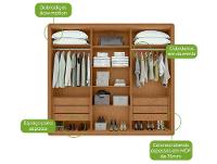 Guarda-roupa 6 Gavetas 6 Portas Móveis Lopas Casal Loop