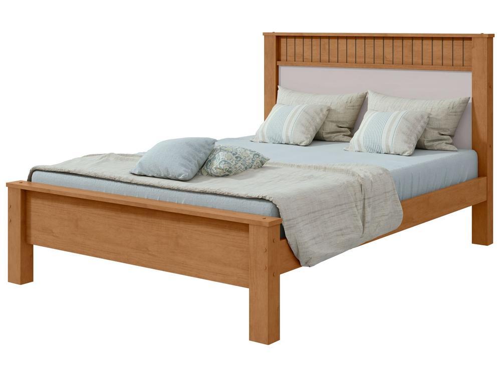 Cama Casal Móveis Lopas Athenas Amêndoa Clean e Off White - 1