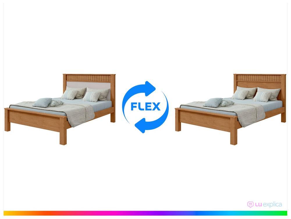 Cama Casal Móveis Lopas Athenas Amêndoa Clean e Off White - 2