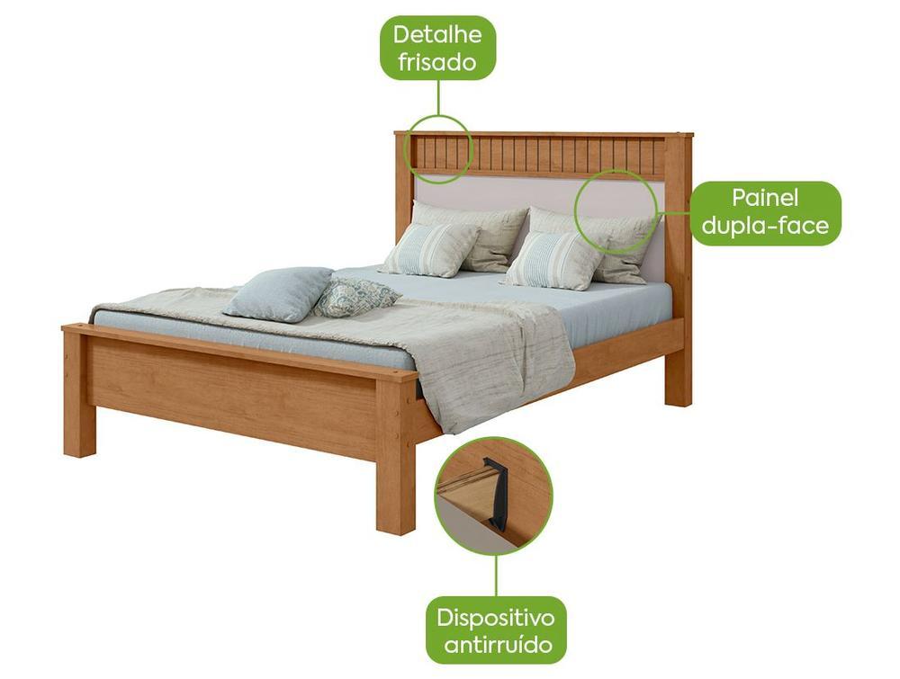 Cama Casal Móveis Lopas Athenas Amêndoa Clean e Off White - 3