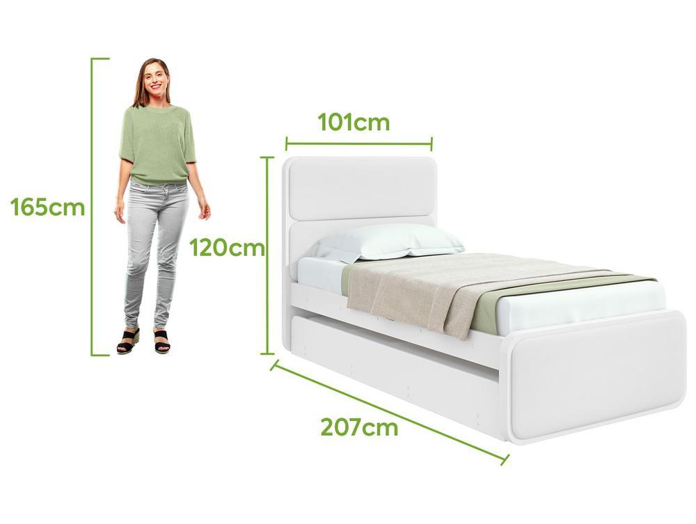 Cama de Solteiro com Cama Auxiliar Móveis Lopas Loop Branca - 3
