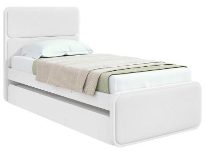 Cama de Solteiro com Cama Auxiliar Móveis Lopas Loop Branca