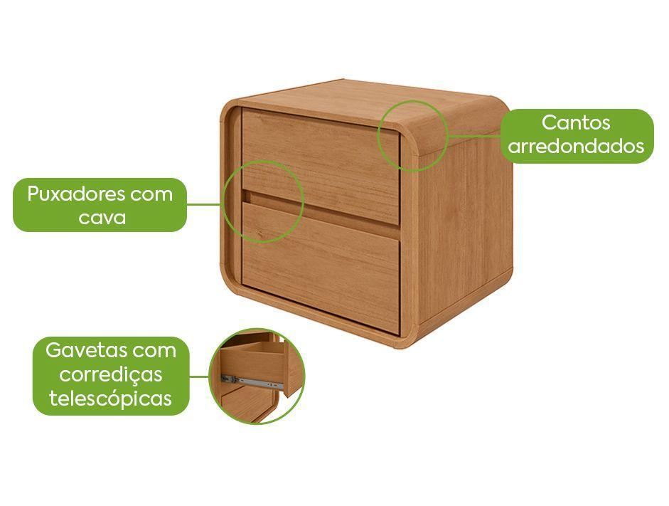 Mesa de Cabeceira 2 Gavetas Loop Móveis Lopas - 2