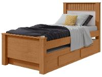 Cama de Solteiro com Cama Auxiliar 2 Gavetas Móveis Lopas Athenas Amêndoa Clean e Off White - 1