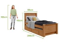 Cama de Solteiro com Cama Auxiliar 2 Gavetas Móveis Lopas Athenas Amêndoa Clean e Off White - 5