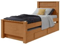 Cama de Solteiro com Cama Auxiliar 2 Gavetas Móveis Lopas Athenas Amêndoa Clean e Off White - 9