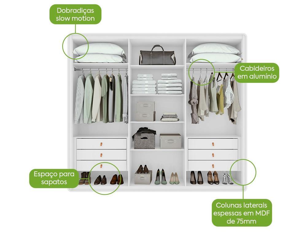 Guarda-roupa 6 Gavetas 6 Portas Móveis Lopas Casal Loop - 4
