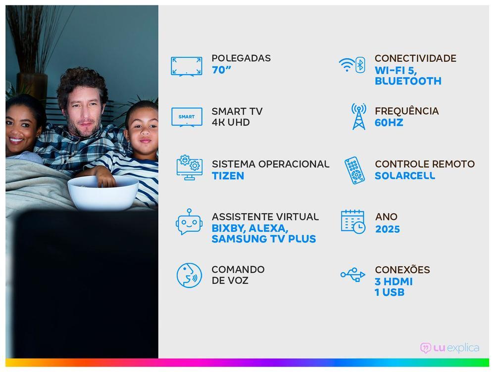 Smart TV 70" Samsung UHD 4K Crystal U8500F UN70U8500FGXZD Tizen 2025 - 2