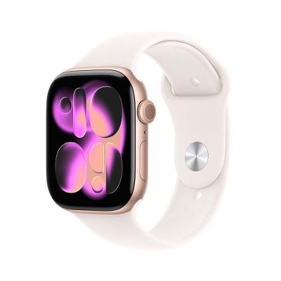Apple Watch Series 11 GPS Caixa Cor de Ouro Rosa de Alumínio 46mm Pulseira Esportiva Blush-clara P/M