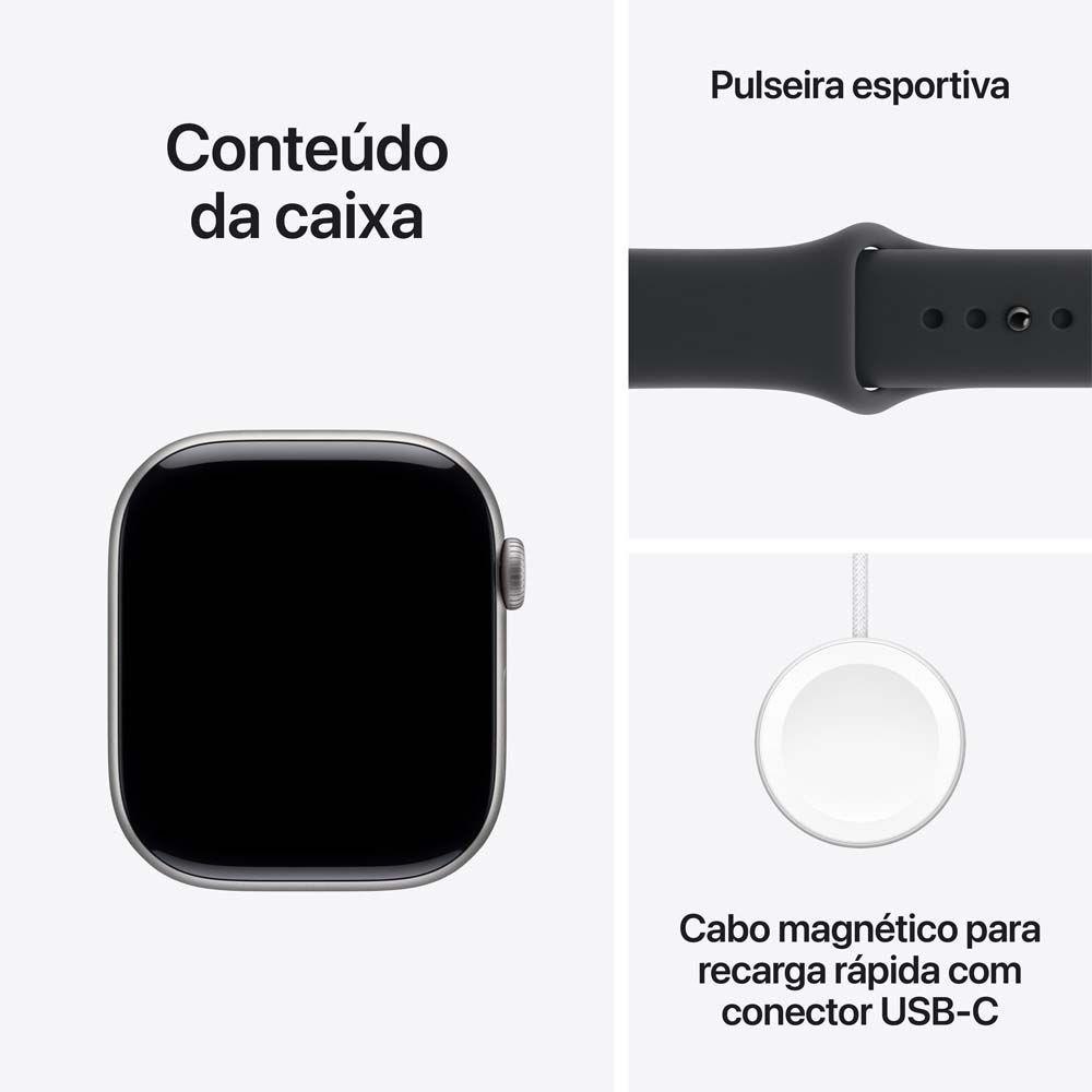 Apple Watch Series 11 GPS + Cellular Caixa Cinza-espacial de Alumínio 46mm Pulseira Esportiva Preta P/M - 8