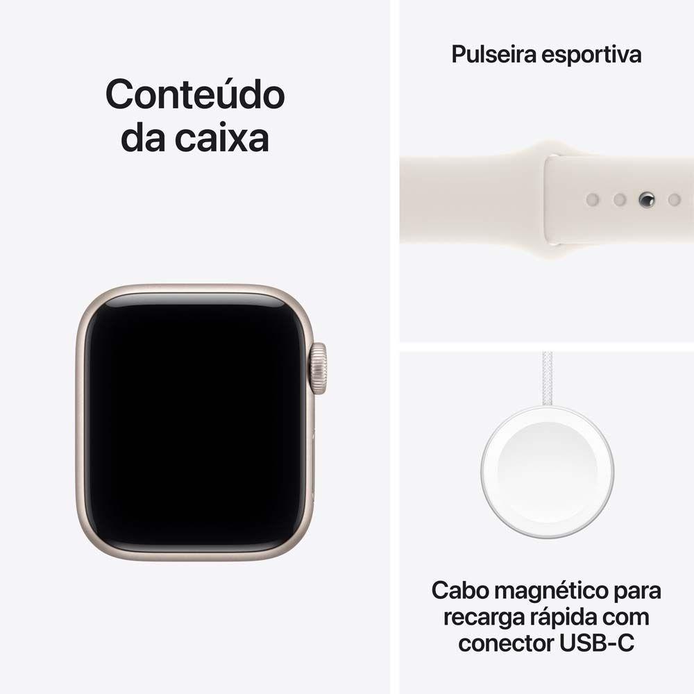 Apple Watch SE 3 GPS Caixa Estelar de Alumínio 44mm Pulseira Esportiva Estelar P/M - 8