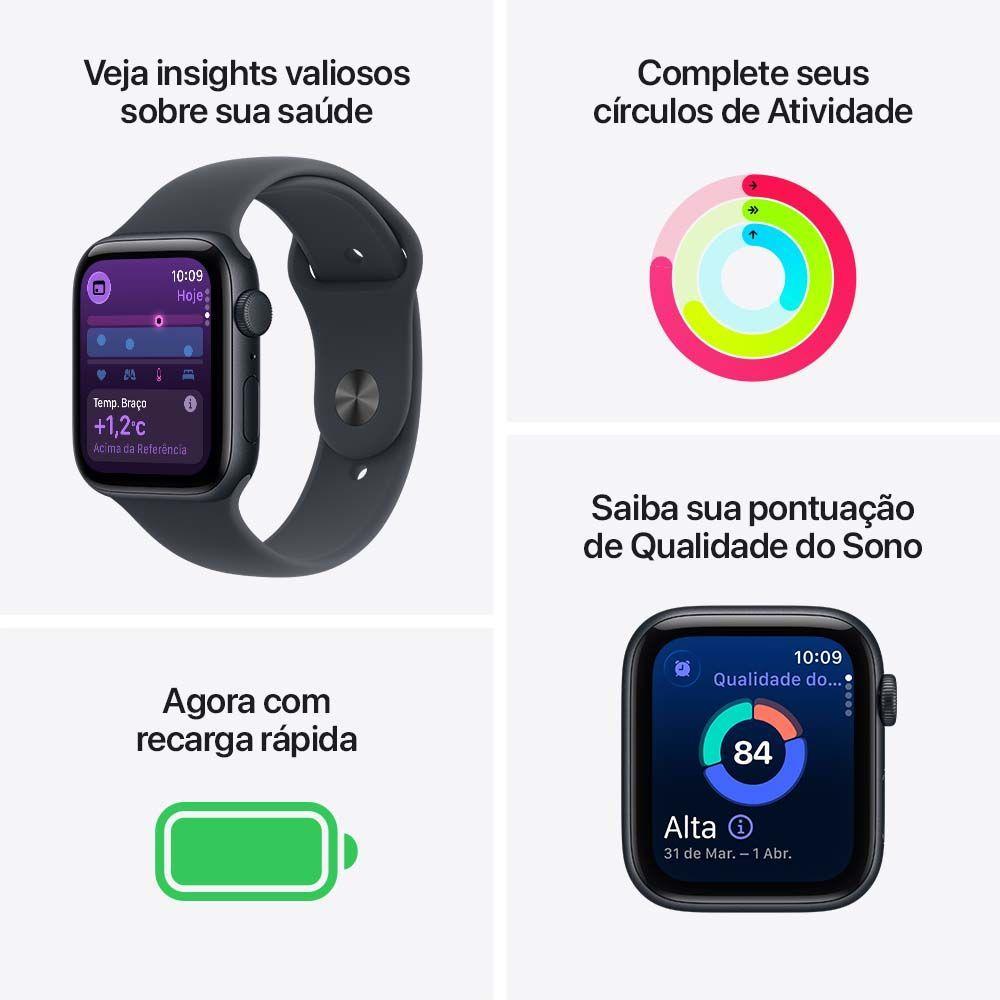 Apple Watch SE 3 GPS Caixa Meia-noite de Alumínio 44mm Pulseira Esportiva Meia-noite M/G - 3