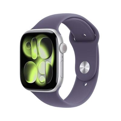 Apple Watch Series 11 GPS Caixa Prateada de Alumínio 46mm Pulseira Esportiva Roxo-névoa P/M