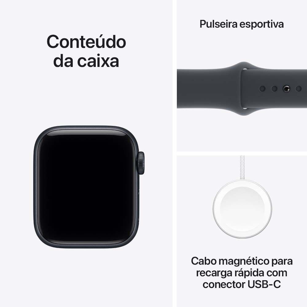 Apple Watch SE 3 GPS Caixa Meia-noite de Alumínio 44mm Pulseira Esportiva Meia-noite P/M - 8