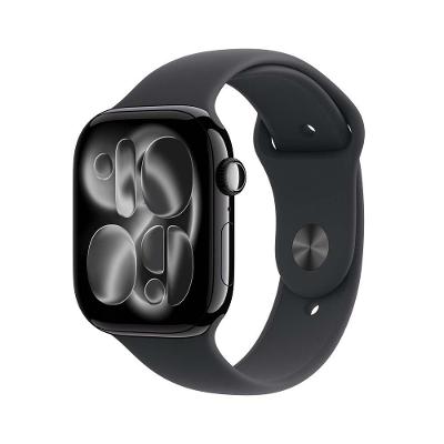 Apple Watch Series 11 GPS Caixa Preta Brilhante de Alumínio 46mm Pulseira Esportiva Preta P/M