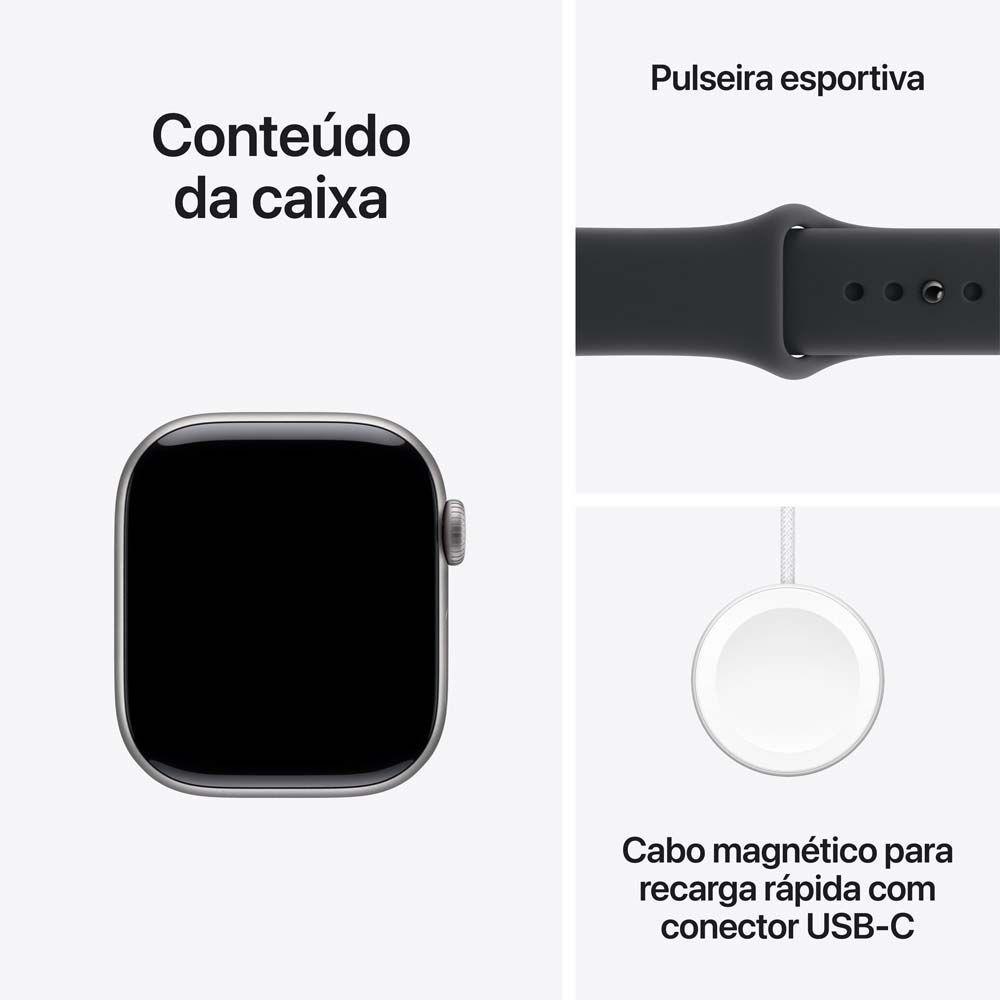Apple Watch Series 11 GPS Caixa Cinza-espacial de Alumínio 42mm Pulseira Esportiva Preta P/M - 8