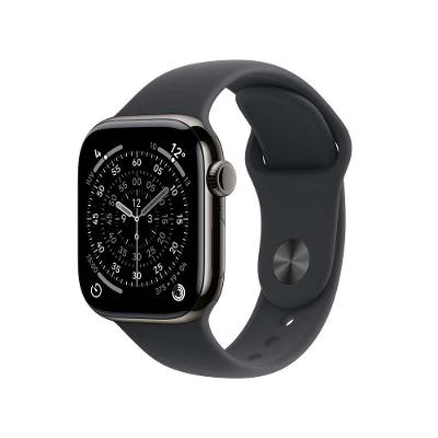 Apple Watch Series 11 GPS + Cellular Caixa Ardósia de Titânio 42mm Pulseira Esportiva Preta P/M