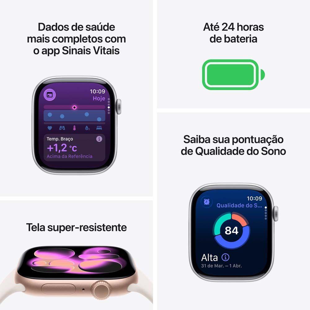 Apple Watch Series 11 GPS + Cellular Caixa Preta Brilhante de Alumínio 42mm Pulseira Esportiva Preta M/G - 3