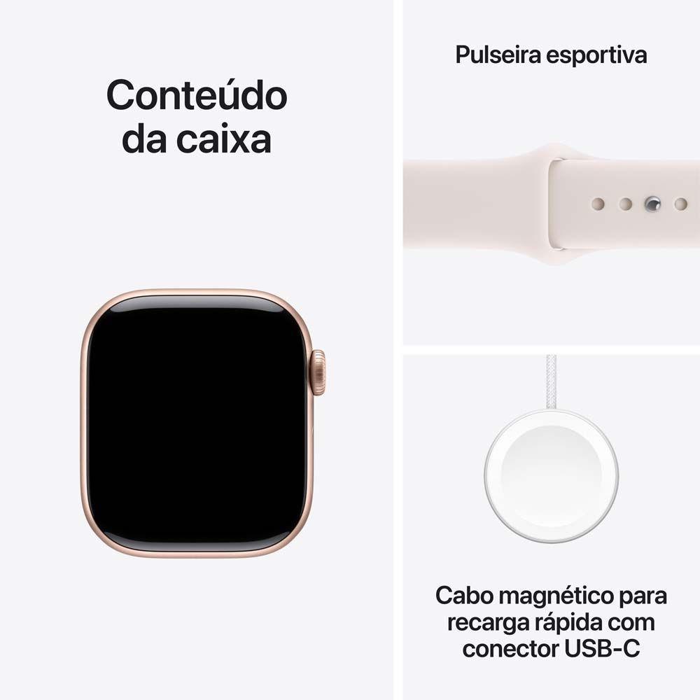 Apple Watch Series 11 GPS Caixa Cor de Ouro Rosa de Alumínio 42mm Pulseira Esportiva Blush-clara P/M - 8
