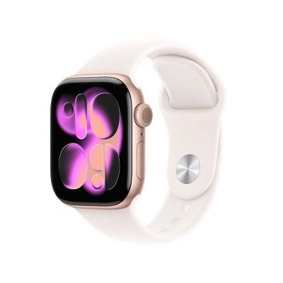 Apple Watch Series 11 GPS Caixa Cor de Ouro Rosa de Alumínio 42mm Pulseira Esportiva Blush-clara P/M