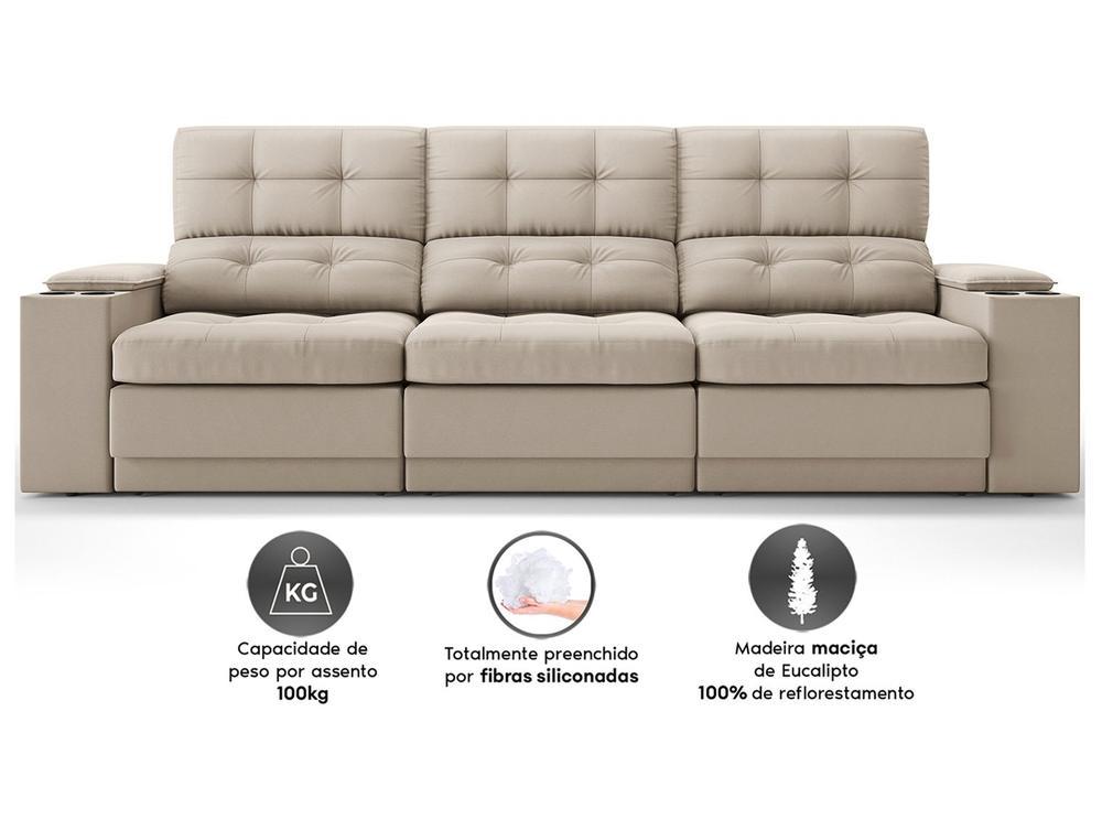 Sofá 4 Lugares Retrátil Reclinável Velosuede Neon Next Sofás - 4