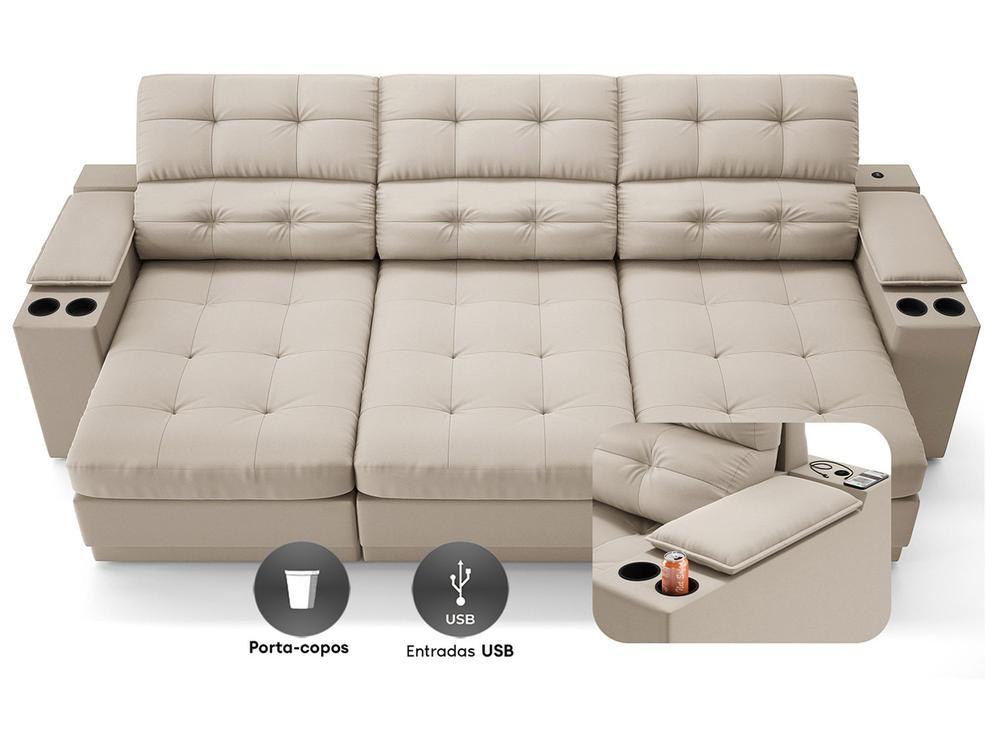 Sofá 4 Lugares Retrátil Reclinável Velosuede Neon Next Sofás - 5