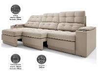 Sofá 4 Lugares Retrátil Reclinável Velosuede Neon Next Sofás - 3