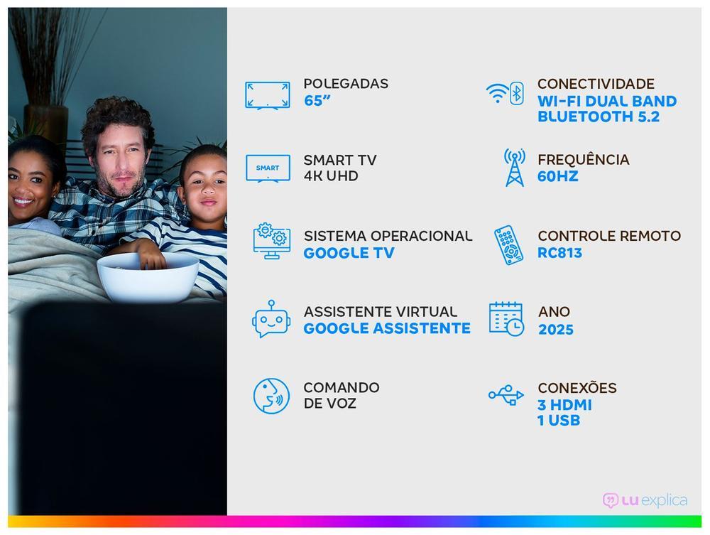 Smart TV 65" TCL 4K UHD LED HVA Google TV 65S62 2025 - 2