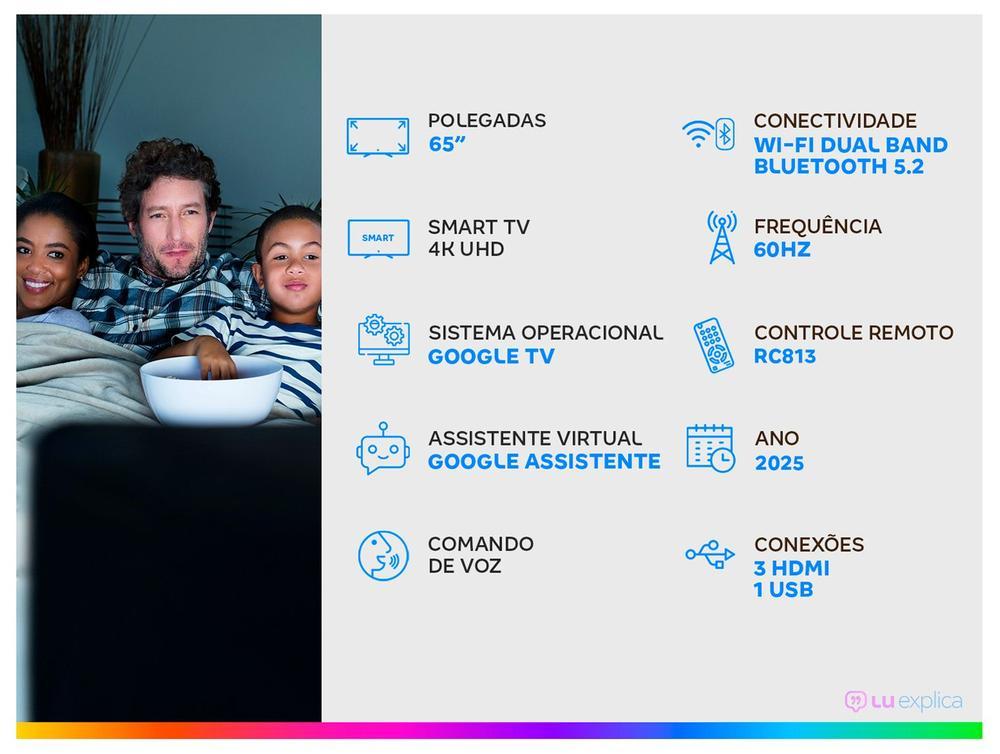 Smart TV 65" SEMP 4K UHD LED HVA Google TV 65S62 2025 - 2