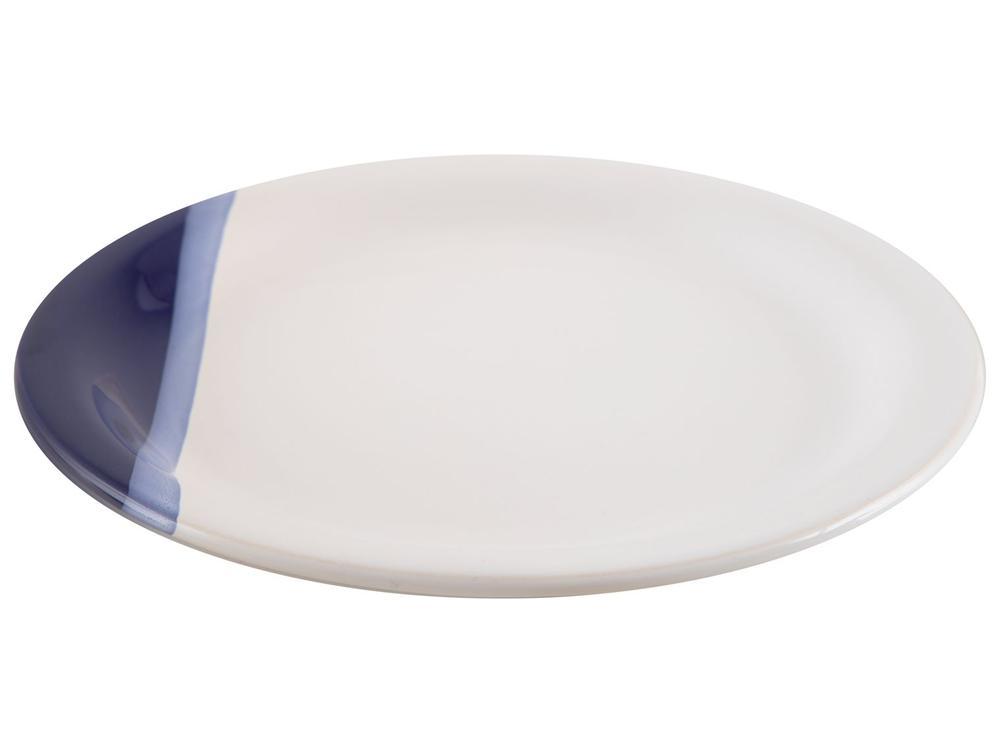 Aparelho de Jantar e Chá 20 Peças Cerâmica Brasilia Redondo Branco e Azul Cobalto Atual - 4