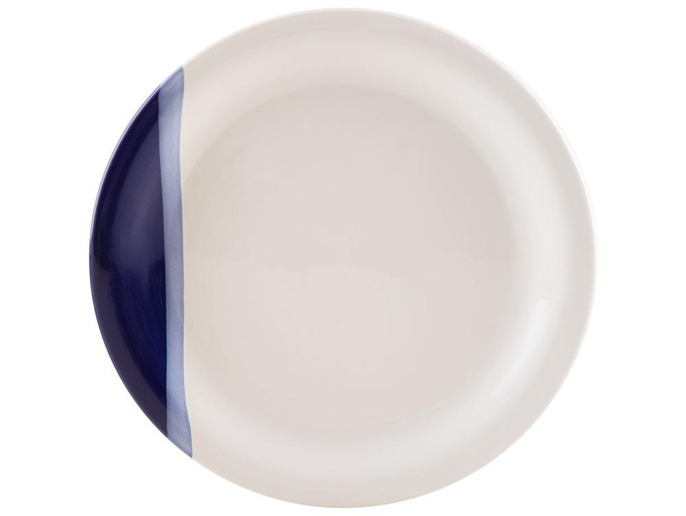 Aparelho de Jantar e Chá 20 Peças Cerâmica Brasilia Redondo Branco e Azul Cobalto Atual - 7