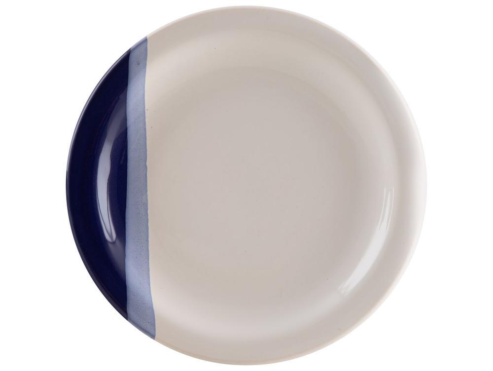 Aparelho de Jantar e Chá 20 Peças Cerâmica Brasilia Redondo Branco e Azul Cobalto Atual - 8