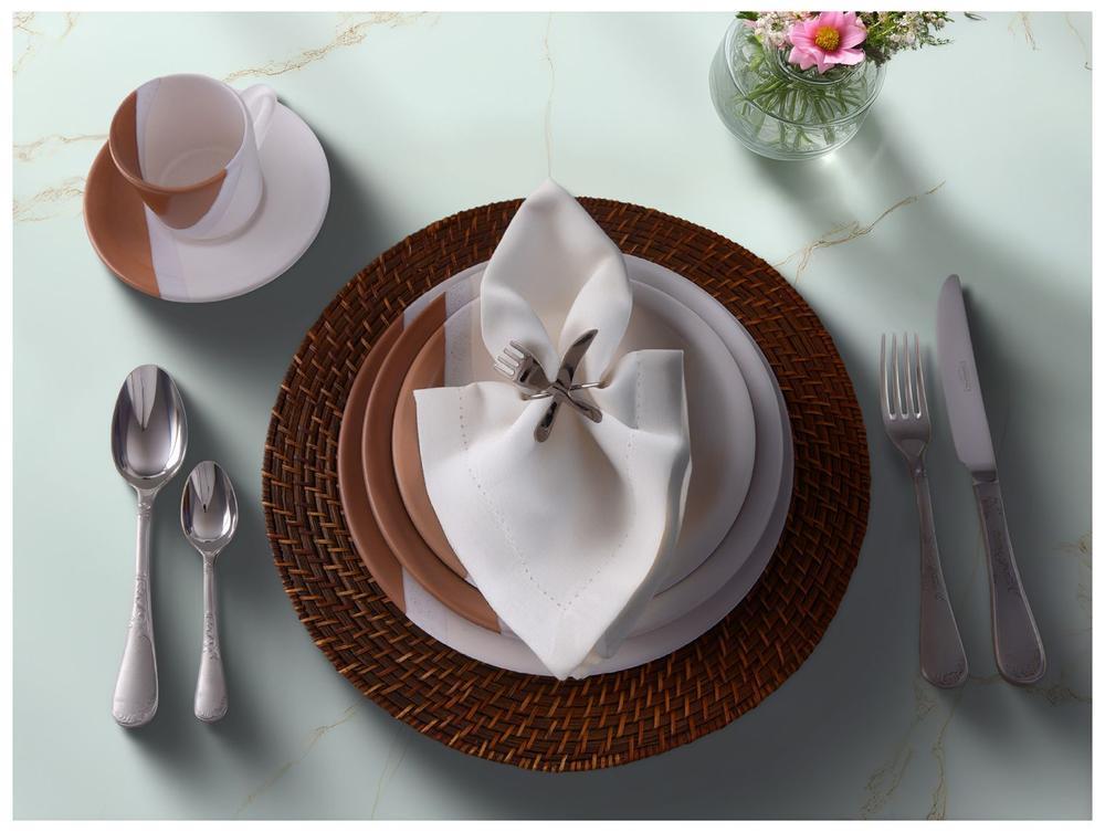 Aparelho de Jantar e Chá 20 Peças Cerâmica Brasilia Redondo Branco e Chocolate Atual - 2