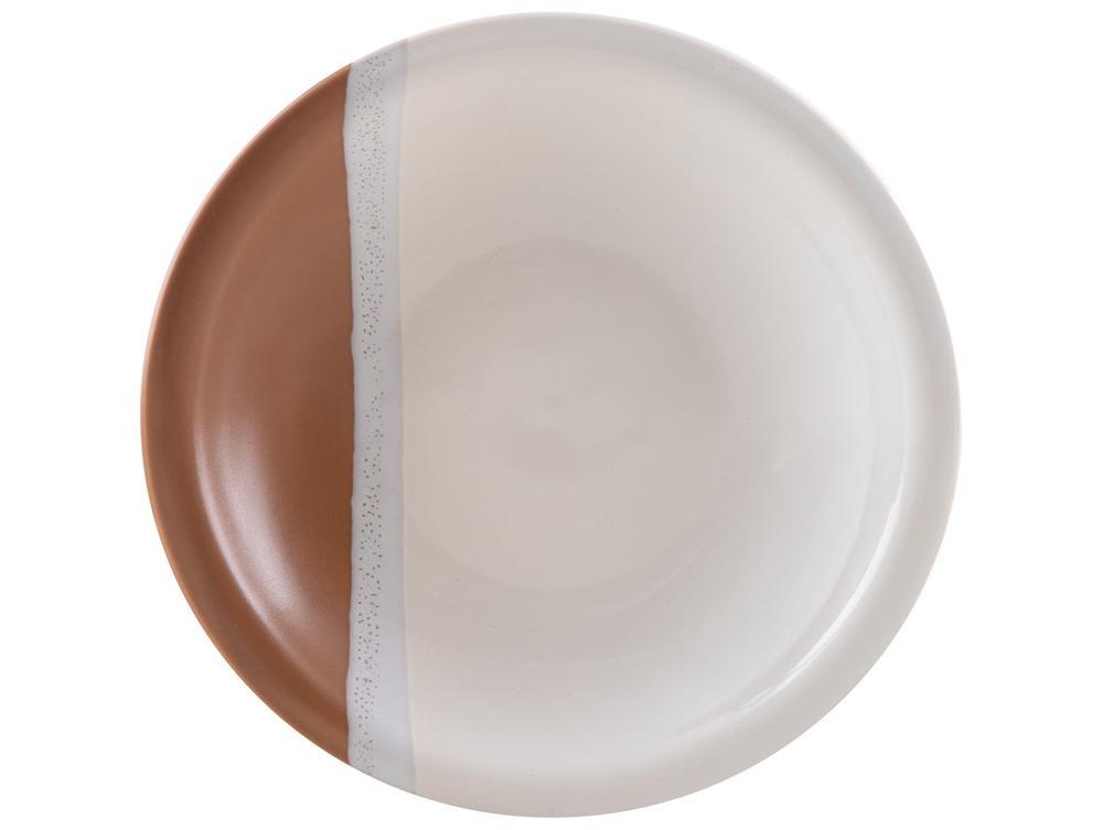 Aparelho de Jantar e Chá 20 Peças Cerâmica Brasilia Redondo Branco e Chocolate Atual - 6