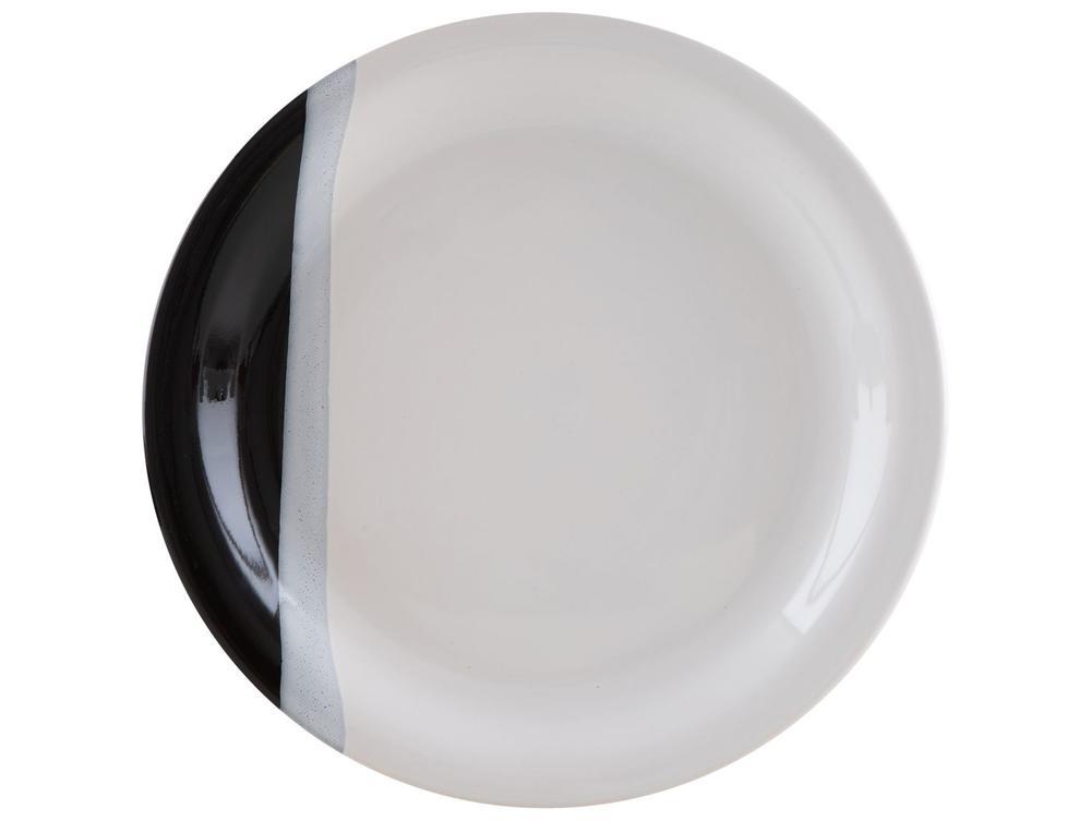 Aparelho de Jantar e Chá 20 Peças Cerâmica Brasilia Redondo Branco e Preto Atual - 4