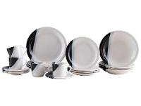 Aparelho de Jantar e Chá 20 Peças Cerâmica Brasilia Redondo Branco e Preto Atual - 1