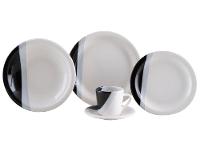 Aparelho de Jantar e Chá 20 Peças Cerâmica Brasilia Redondo Branco e Preto Atual - 3