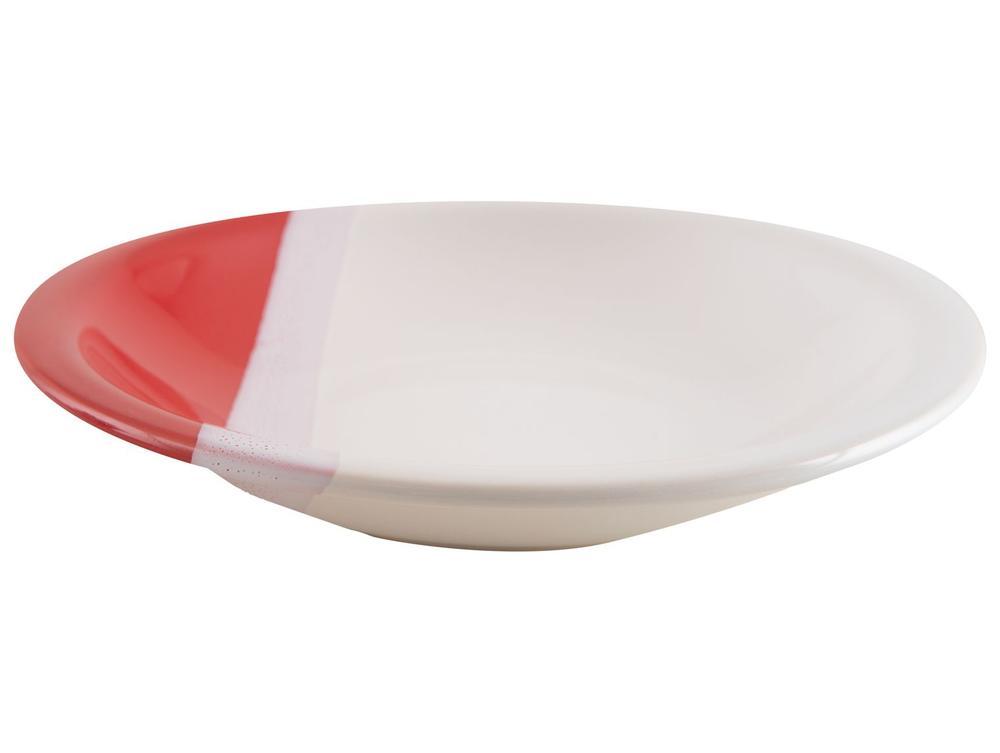 Aparelho de Jantar e Chá 20 Peças Cerâmica Brasilia Redondo Branco e Vermelho Atual - 4