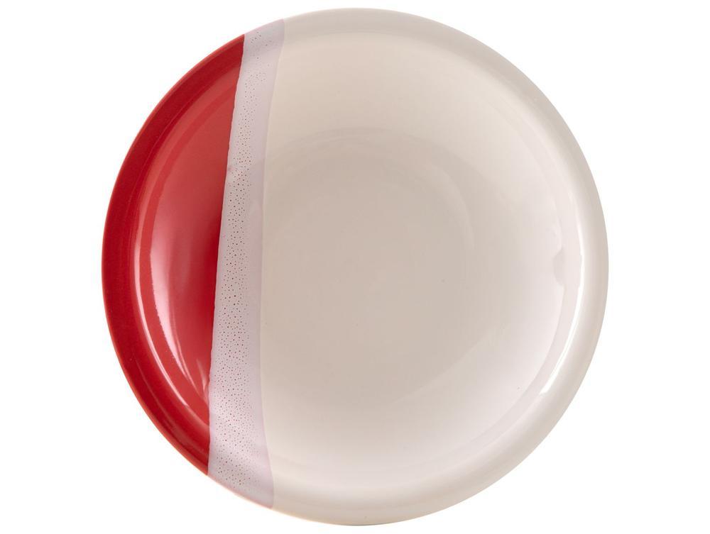 Aparelho de Jantar e Chá 20 Peças Cerâmica Brasilia Redondo Branco e Vermelho Atual - 7