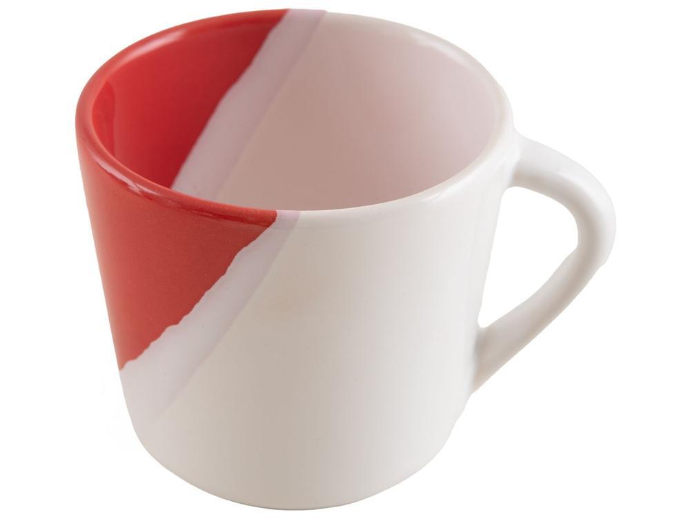 Aparelho de Jantar e Chá 20 Peças Cerâmica Brasilia Redondo Branco e Vermelho Atual - 8