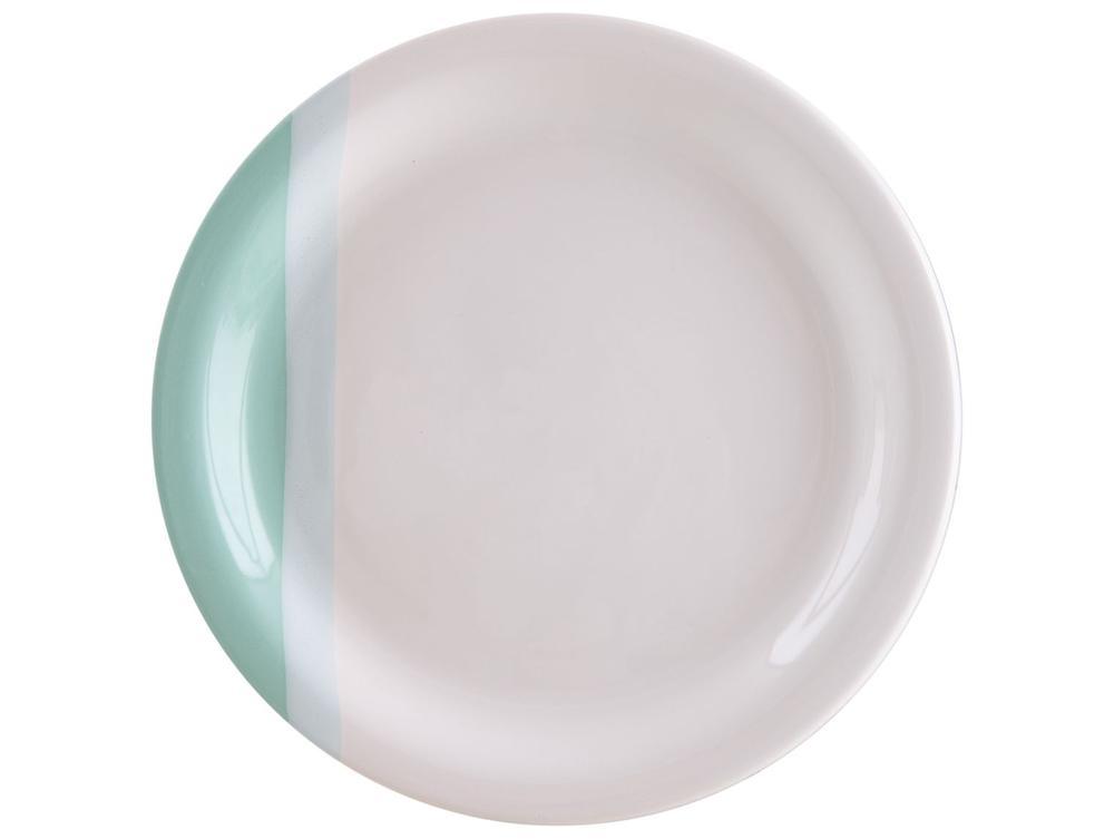 Aparelho de Jantar e Chá 20 Peças Cerâmica Brasilia Redondo Branco e Verde Menta Atual - 4