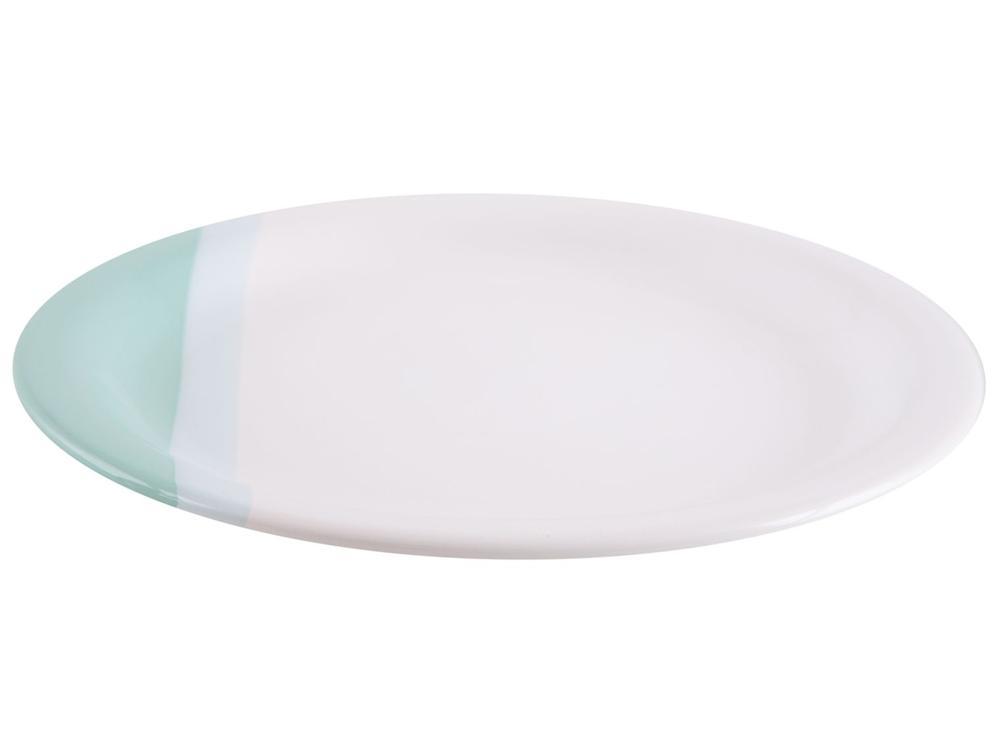 Aparelho de Jantar e Chá 20 Peças Cerâmica Brasilia Redondo Branco e Verde Menta Atual - 5