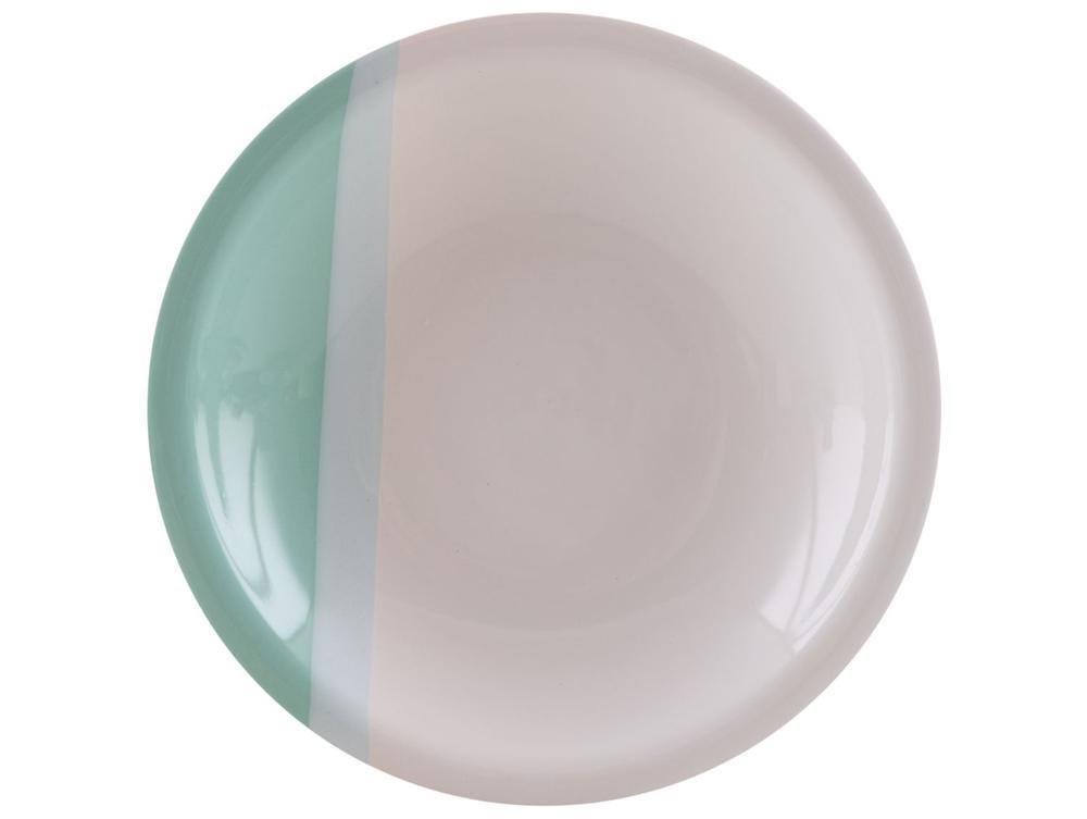 Aparelho de Jantar e Chá 20 Peças Cerâmica Brasilia Redondo Branco e Verde Menta Atual - 6