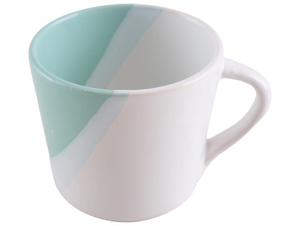 Aparelho de Jantar e Chá 20 Peças Cerâmica Brasilia Redondo Branco e Verde Menta Atual - 8