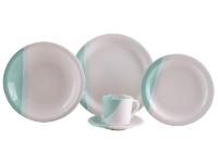 Aparelho de Jantar e Chá 20 Peças Cerâmica Brasilia Redondo Branco e Verde Menta Atual - 3