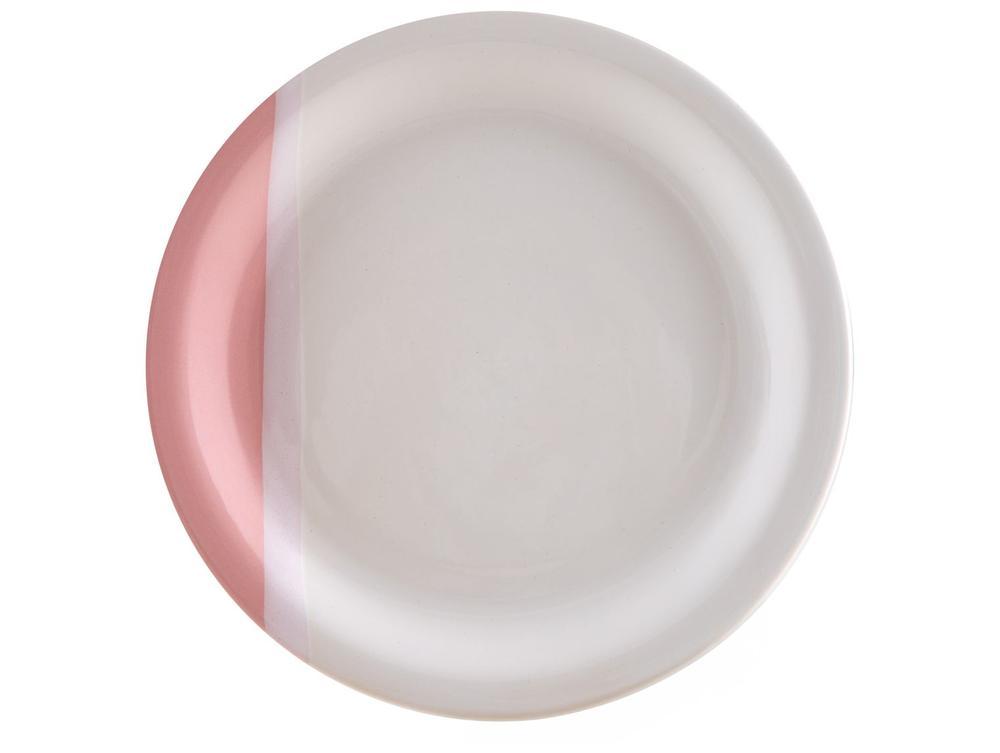 Aparelho de Jantar e Chá 20 Peças Cerâmica Brasilia Redondo Branco e Rosa Atual - 4