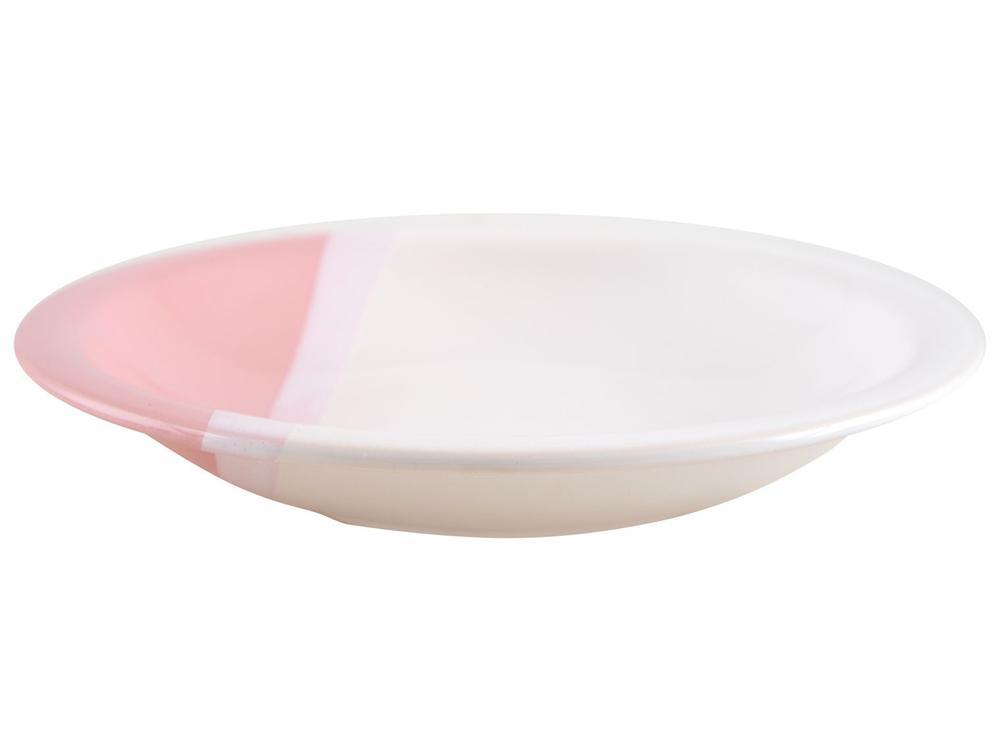 Aparelho de Jantar e Chá 20 Peças Cerâmica Brasilia Redondo Branco e Rosa Atual - 5