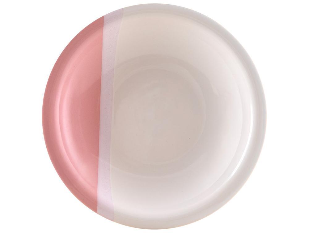 Aparelho de Jantar e Chá 20 Peças Cerâmica Brasilia Redondo Branco e Rosa Atual - 6